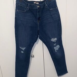 Levi's Dark Blue Distressed Skinny Jeans